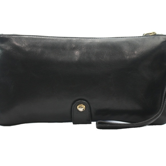 ALEYA NEW YORK BLACK LEATHER CLUTCH - Picture 3 of 6